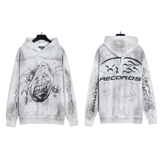 Hellstar Distressed Terry Cloth High Street Retro Hooded Sweatshirt